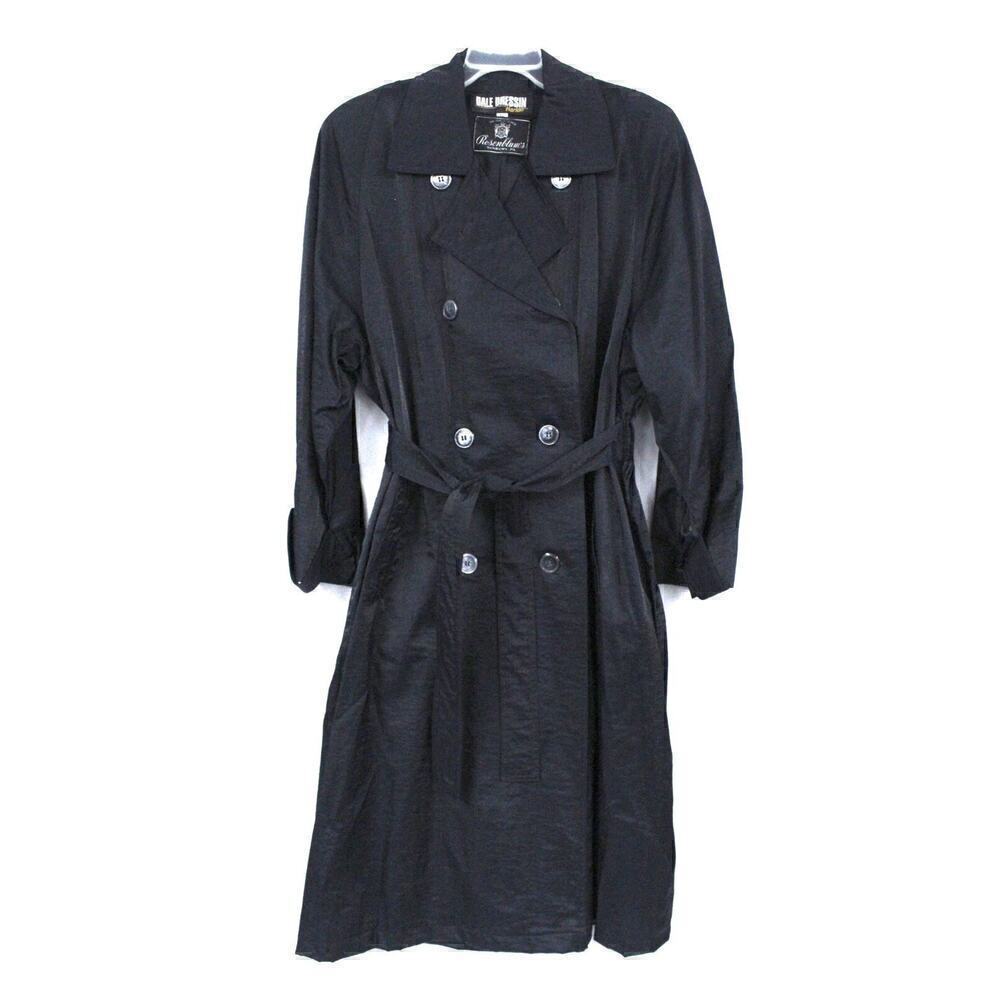 Dale Dressing for Harlan Trench Coat Black Ruched Back Sz 12 M Super Flattering